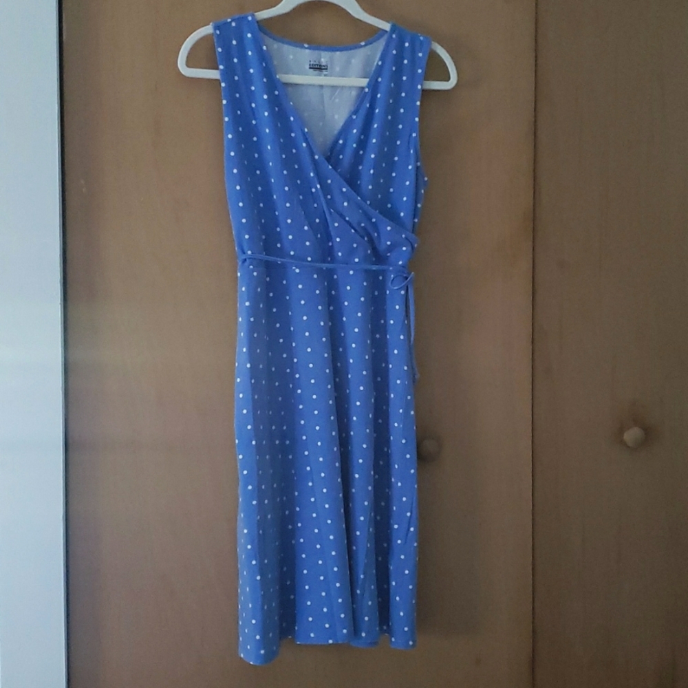 Adorable Light Blue White Polka-Dot Summer Dress